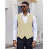 COOFANDY Men’s Suit Vest V-Neck Casual Business Vests Lightweight Slim Fit Formal Dress Waistcoat for Wedding Party(Beige)
