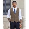 COOFANDY Men’s Suit Vest V-Neck Casual Business Vests Lightweight Slim Fit Formal Dress Waistcoat for Wedding Party(Brown)
