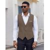 COOFANDY Men’s Suit Vest V-Neck Casual Business Vests Lightweight Slim Fit Formal Dress Waistcoat for Wedding Party(Brown)