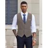 COOFANDY Men’s Suit Vest V-Neck Casual Business Vests Lightweight Slim Fit Formal Dress Waistcoat for Wedding Party(Deep Grey)