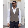 COOFANDY Men’s Suit Vest V-Neck Casual Business Vests Lightweight Slim Fit Formal Dress Waistcoat for Wedding Party(Deep Grey)