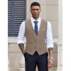 COOFANDY Men’s Suit Vest V-Neck Casual Business Vests Lightweight Slim Fit Formal Dress Waistcoat for Wedding Party(Khaki)