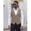 COOFANDY Men’s Suit Vest V-Neck Casual Business Vests Lightweight Slim Fit Formal Dress Waistcoat for Wedding Party(Khaki)