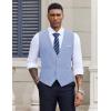 COOFANDY Men’s Suit Vest V-Neck Casual Business Vests Lightweight Slim Fit Formal Dress Waistcoat for Wedding Party(Light Blue)