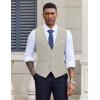COOFANDY Men’s Suit Vest V-Neck Casual Business Vests Lightweight Slim Fit Formal Dress Waistcoat for Wedding Party(Light Grey)