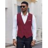 COOFANDY Men’s Suit Vest V-Neck Casual Business Vests Lightweight Slim Fit Formal Dress Waistcoat for Wedding Party(Wine Red)