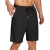 COOFANDY Men’s Summer Beach Shorts Lightweight Elastic Waist Drawstring Casual Shorts with Pocket(Black)