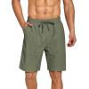 COOFANDY Men’s Summer Beach Shorts Lightweight Elastic Waist Drawstring Casual Shorts with Pocket(Black/Dgreen)