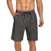 COOFANDY Men’s Summer Beach Shorts Lightweight Elastic Waist Drawstring Casual Shorts with Pocket(Black/Dgrey)