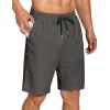 COOFANDY Men’s Summer Beach Shorts Lightweight Elastic Waist Drawstring Casual Shorts with Pocket(Deep Grey)
