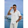 COOFANDY Mens Summer Button Down Shirts Short Sleeve Casual Summer Shirts Beach Wedding Shirts White