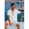 COOFANDY Mens Summer Button Down Shirts Short Sleeve Casual Summer Shirts Beach Wedding Shirts White