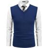 COOFANDY Men’s Sweater Vest V Neck Slim Fit Cable Knitted Sleeveless Pullover Sweater(Denim Blue)