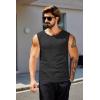 COOFANDY Men’s Workout Tank Tops 1/2 Pack Dry Fit Sleeveless Muscle Gym Shirts Stretch Bodybuilding Tee(Black+dark Grey)