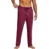 COOFANDY Men’s Yoga Sweatpants Lightweight Open Bottom Lounge Pants Casual Drawstring Sweat Pants with Pockets(2 Pack: Navy Blue/Wine Red)