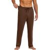 COOFANDY Men’s Yoga Sweatpants Lightweight Open Bottom Lounge Pants Casual Drawstring Sweat Pants with Pockets(Brown)