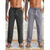 COOFANDY Men’s Yoga Sweatpants Open Bottom Lightweight Sweat Pants Drawstring Athletic Lounge Pants with Pockets(Dark Gray & Light Gray)