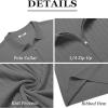 COOFANDY Men’s Zipper Polo Shirts Short Sleeve Ribbed Knit Polo T Shirts Fashion Casual Golf Shirts(Grey)