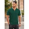 COOFANDY Men’s Zipper Polo Shirts Short Sleeve Ribbed Knit Polo T Shirts Fashion Casual Golf Shirts(Hunter Green)