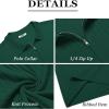 COOFANDY Men’s Zipper Polo Shirts Short Sleeve Ribbed Knit Polo T Shirts Fashion Casual Golf Shirts(Hunter Green)