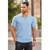 COOFANDY Men’s Zipper Polo Shirts Short Sleeve Ribbed Knit Polo T Shirts Fashion Casual Golf Shirts(Sky Blue)