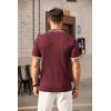 COOFANDY Men’s Zipper Polo Shirts Short Sleeve Ribbed Knit Polo T Shirts Fashion Casual Golf Shirts(Striped Wine Red Striped)