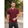 COOFANDY Men’s Zipper Polo Shirts Short Sleeve Ribbed Knit Polo T Shirts Fashion Casual Golf Shirts(Striped Wine Red Striped)