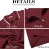 COOFANDY Men’s Zipper Polo Shirts Short Sleeve Ribbed Knit Polo T Shirts Fashion Casual Golf Shirts(Striped Wine Red Striped)