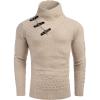 COOFANDY Men Knitted Hoodies Pullover Casual Long Sleeve Slim Fit Turtleneck Sweaters(A- Apricot)