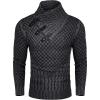 COOFANDY Men Knitted Hoodies Pullover Casual Long Sleeve Slim Fit Turtleneck Sweaters(A- Dark Grey)