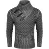 COOFANDY Men Knitted Hoodies Pullover Casual Long Sleeve Slim Fit Turtleneck Sweaters(A- Light Grey)