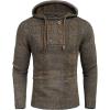 COOFANDY Men Knitted Hoodies Pullover Casual Long Sleeve Slim Fit Turtleneck Sweaters(Brown)