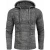 COOFANDY Men Knitted Hoodies Pullover Casual Long Sleeve Slim Fit Turtleneck Sweaters(Grey)