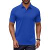 COOFANDY Men Polo Shirts Short Sleeve Quick Drying Athletic Collared Golf Shirts Moisture Wicking Tees(Blue)