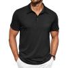 COOFANDY Men Short Sleeve Polo Shirt Casual Summer Collar Shirts Dress Button Polo T Shirt Classic Golf Shirts(Black)
