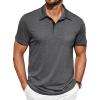 COOFANDY Men Short Sleeve Polo Shirt Casual Summer Collar Shirts Dress Button Polo T Shirt Classic Golf Shirts(Dark Grey)
