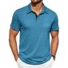 COOFANDY Men Short Sleeve Polo Shirt Casual Summer Collar Shirts Dress Button Polo T Shirt Classic Golf Shirts(Deep Blue)
