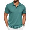 COOFANDY Men Short Sleeve Polo Shirt Casual Summer Collar Shirts Dress Button Polo T Shirt Classic Golf Shirts(Grey Green)