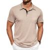 COOFANDY Men Short Sleeve Polo Shirt Casual Summer Collar Shirts Dress Button Polo T Shirt Classic Golf Shirts(Khaki)