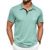 COOFANDY Men Short Sleeve Polo Shirt Casual Summer Collar Shirts Dress Button Polo T Shirt Classic Golf Shirts(Light Green)