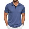 COOFANDY Men Short Sleeve Polo Shirt Casual Summer Collar Shirts Dress Button Polo T Shirt Classic Golf Shirts(Navy Blue)