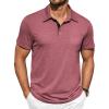COOFANDY Men Short Sleeve Polo Shirt Casual Summer Collar Shirts Dress Button Polo T Shirt Classic Golf Shirts(Red)