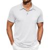 COOFANDY Men Short Sleeve Polo Shirt Casual Summer Collar Shirts Dress Button Polo T Shirt Classic Golf Shirts(White)