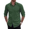 COOFANDY Mens 2-in-1 Dress Shirts Detachable Collar Long Sleeve Wrinkle Free Shirt Business Casual Button Down Shirt(Green)