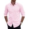 COOFANDY Mens 2-in-1 Dress Shirts Detachable Collar Long Sleeve Wrinkle Free Shirt Business Casual Button Down Shirt(Pink)