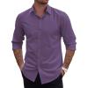 COOFANDY Mens 2-in-1 Dress Shirts Detachable Collar Long Sleeve Wrinkle Free Shirt Business Casual Button Down Shirt(Purple)