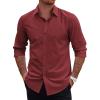 COOFANDY Mens 2-in-1 Dress Shirts Detachable Collar Long Sleeve Wrinkle Free Shirt Business Casual Button Down Shirt(Wine Red)