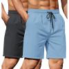 COOFANDY Men’s 3 Pack Athletic Running Shorts Gym Workout Short Quick Dry Sports Short with Pockets(Dark Grey/Light Blue)