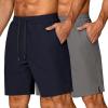 COOFANDY Men’s 3 Pack Athletic Running Shorts Gym Workout Short Quick Dry Sports Short with Pockets(Dark Grey/Navy Blue)