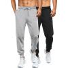 COOFANDY Men’s Athletic Joggers Casual Gym Sweatpants Workout Running Track Pants with Pockets(2 Pack: Black/Light Grey)